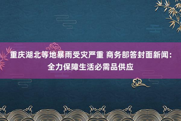 重庆湖北等地暴雨受灾严重 商务部答封面新闻：全力保障生活必需品供应