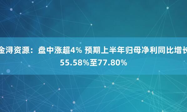 金浔资源：盘中涨超4% 预期上半年归母净利同比增长55.58%至77.80%