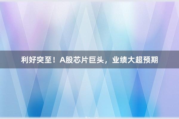 利好突至!A股芯片巨头,业绩大超预期