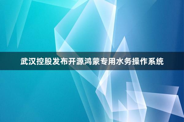 武汉控股发布开源鸿蒙专用水务操作系统