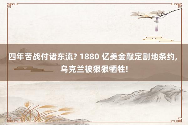 四年苦战付诸东流? 1880 亿美金敲定割地条约, 乌克兰被狠狠牺牲!