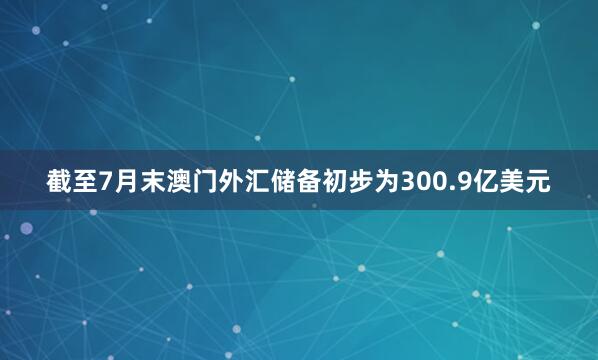 截至7月末澳门外汇储备初步为300.9亿美元
