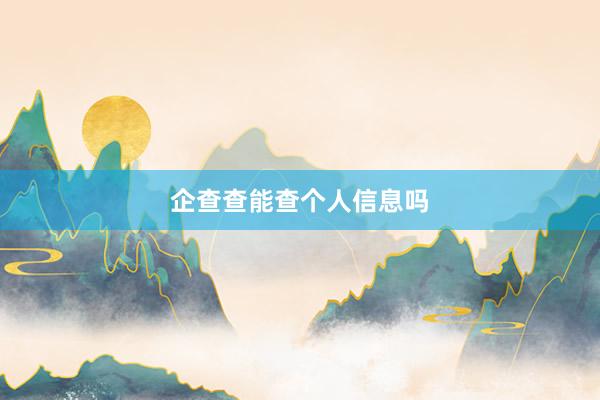 企查查能查个人信息吗
