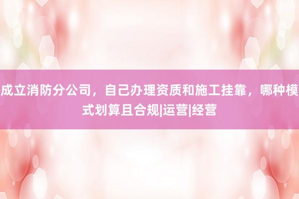 成立消防分公司，自己办理资质和施工挂靠，哪种模式划算且合规|运营|经营