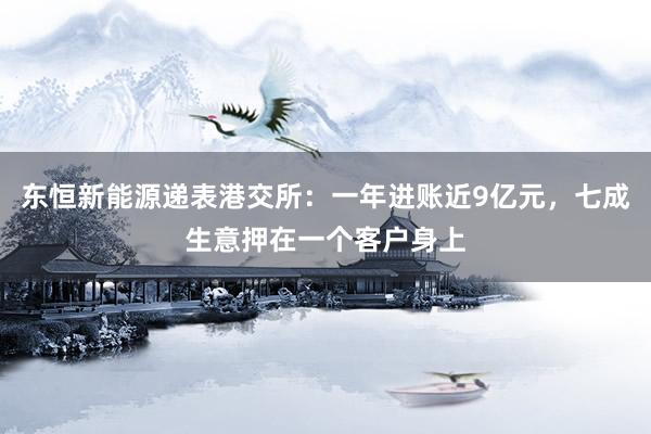 东恒新能源递表港交所：一年进账近9亿元，七成生意押在一个客户身上