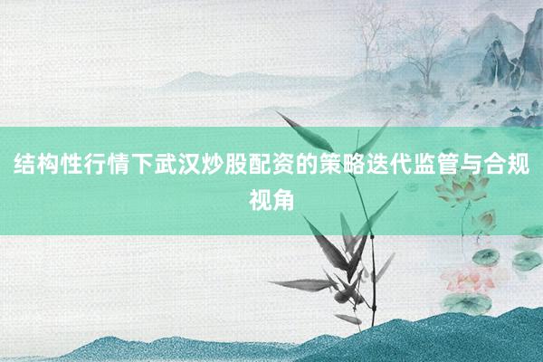 结构性行情下武汉炒股配资的策略迭代监管与合规视角