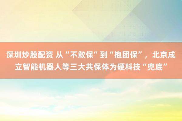 深圳炒股配资 从“不敢保”到“抱团保”，北京成立智能机器人等三大共保体为硬科技“兜底”