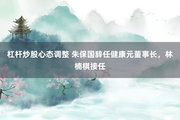 杠杆炒股心态调整 朱保国辞任健康元董事长，林楠棋接任