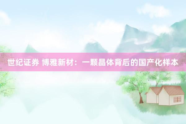 世纪证券 博雅新材:一颗晶体背后的国产化样本