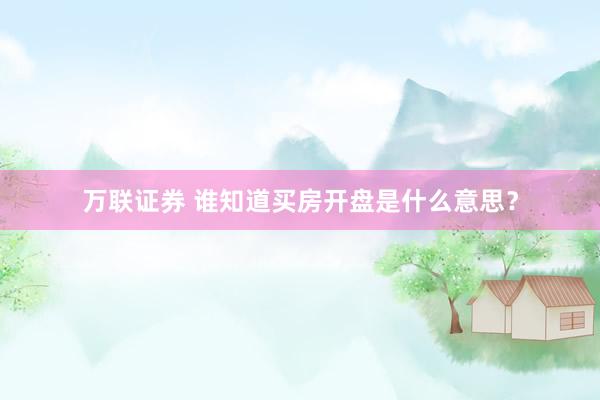 万联证券 谁知道买房开盘是什么意思？