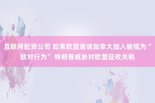 互联网配资公司 如果欧盟邀请加拿大加入被视为“敌对行为” 特朗普威胁对欧盟征收关税
