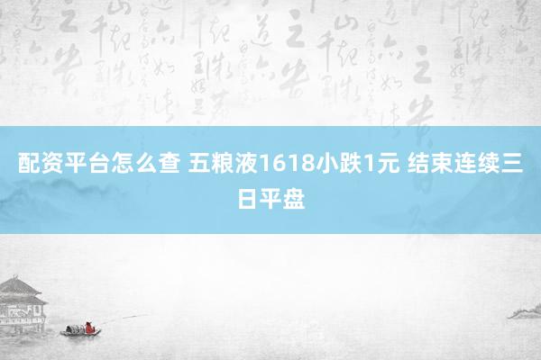 配资平台怎么查 五粮液1618小跌1元 结束连续三日平盘