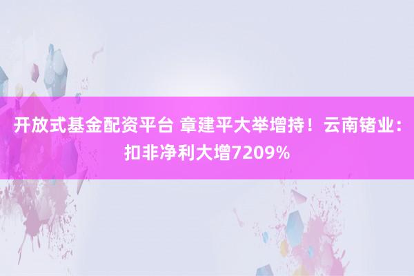 开放式基金配资平台 章建平大举增持！云南锗业：扣非净利大增7209%